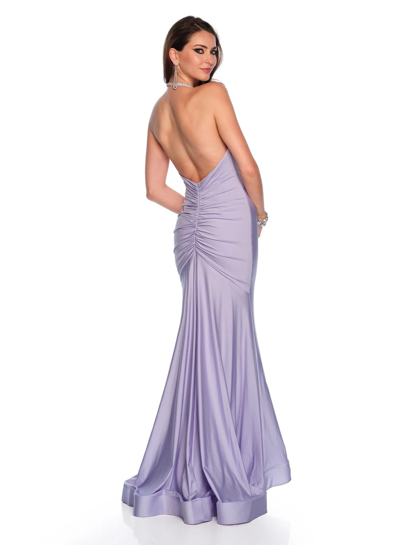 HALTER STRETCH JERSEY TRUMPET DRESS