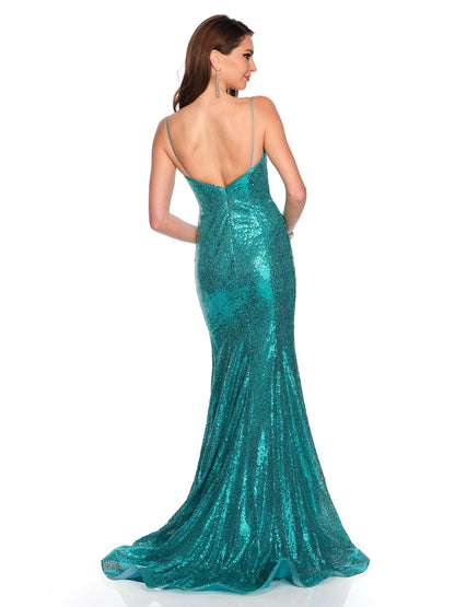 FULLY AQUA SEQUINED TRUMPET DRESS