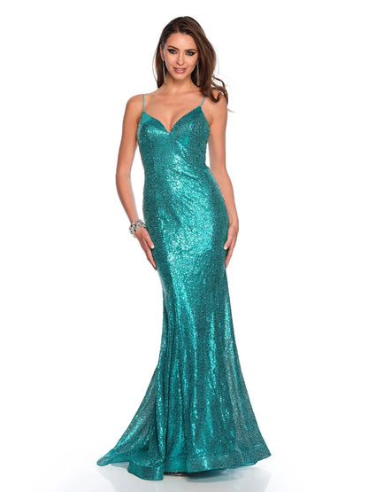 FULLY AQUA SEQUINED TRUMPET DRESS