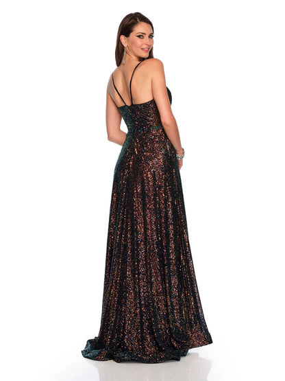 IRIDESCENT SEQUIN ALINE FLOWY GOWN